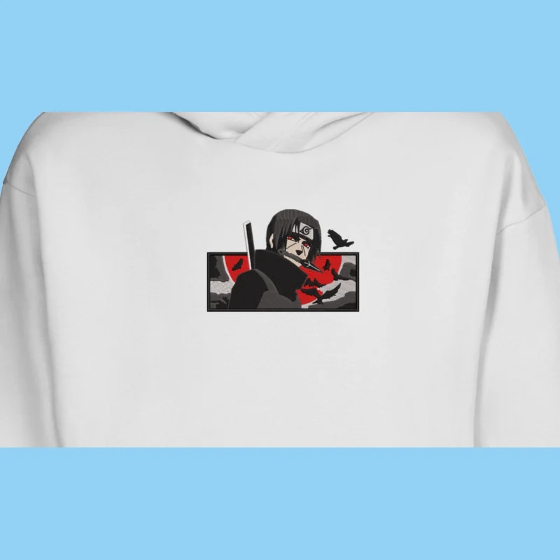 Détail de la broderie Itachi Raven Blade
