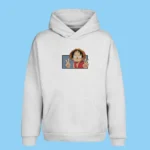 Sweat à capuche brodé Luffy (Peace) blanc – One Piece