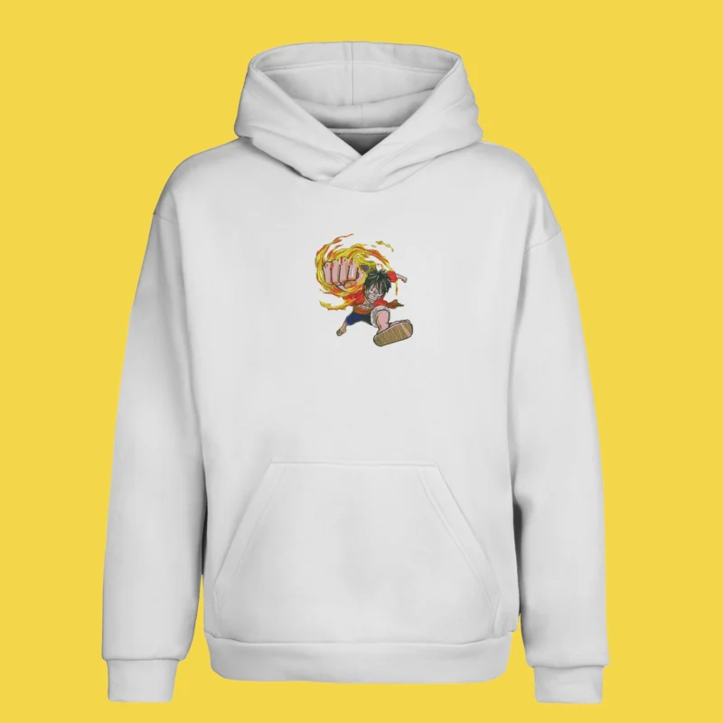 Luffy Fire Punch | One Piece | Sweat à capuche brodé