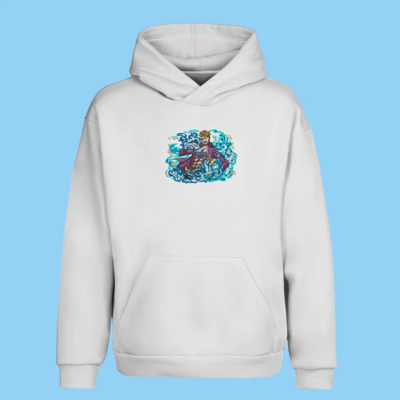 Marco Blue Flames | One Piece | Sweat à capuche brodé
