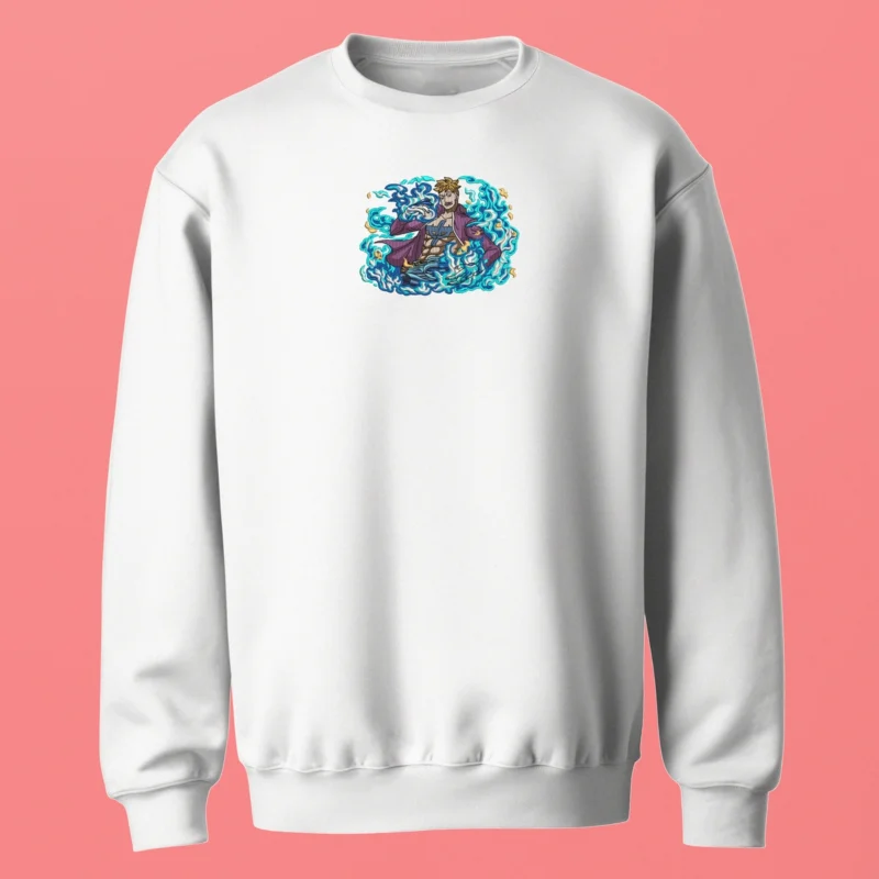 Marco Blue Flames | One Piece | Sweatshirt brodé