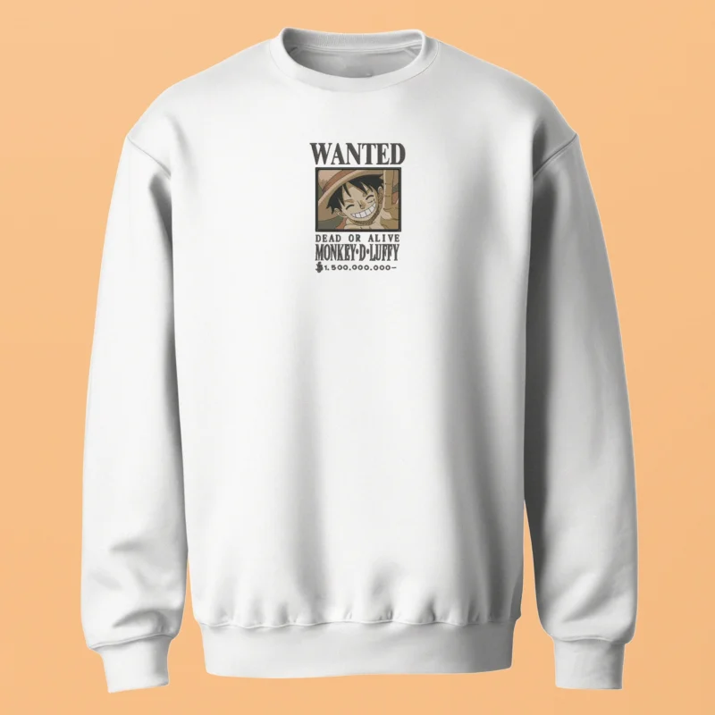Luffy Wanted | One Piece | Sweatshirt brodé