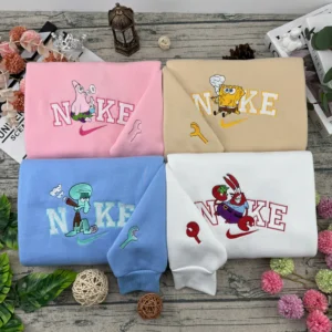Bob l'éponge & Patrick & Carlo & Mr Krabs | Sweatshirt couple | Sweatshirt brodé
