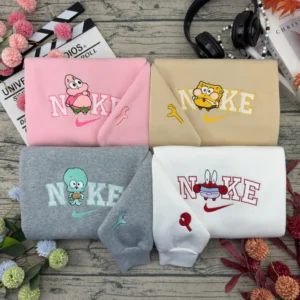 Bob l'éponge & Patrick & Carlo & Mr Krabs | Sweatshirt couple | Sweatshirt brodé