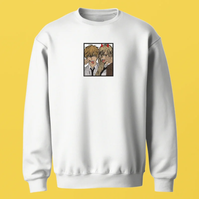 Denji Power Chaos Duo | Chainsaw Man | Sweatshirt brodé
