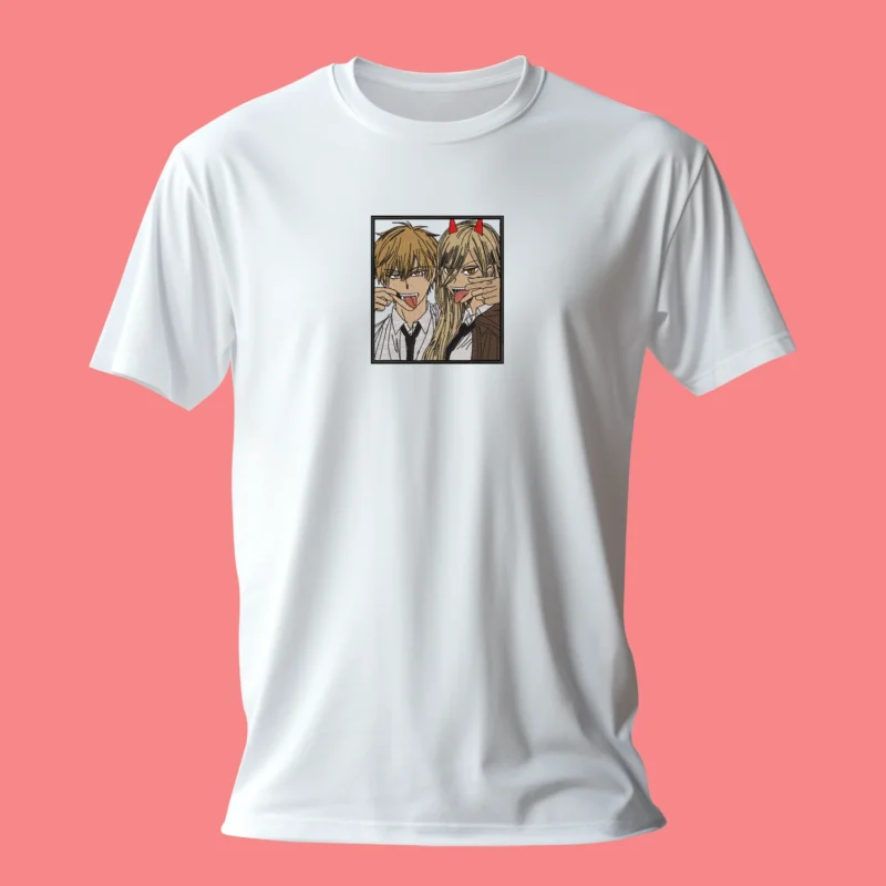 Denji Power Chaos Duo | Chainsaw Man | T-shirt brodé