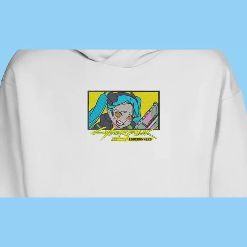 Rebecca Edgerunners Glitch | Cyberpunk: Edgerunners | Sweat à capuche brodé