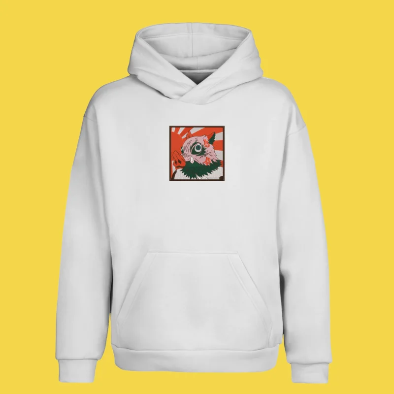 Inosuke Hashibira Angry Mask | Demon Slayer | Sweat à capuche brodé