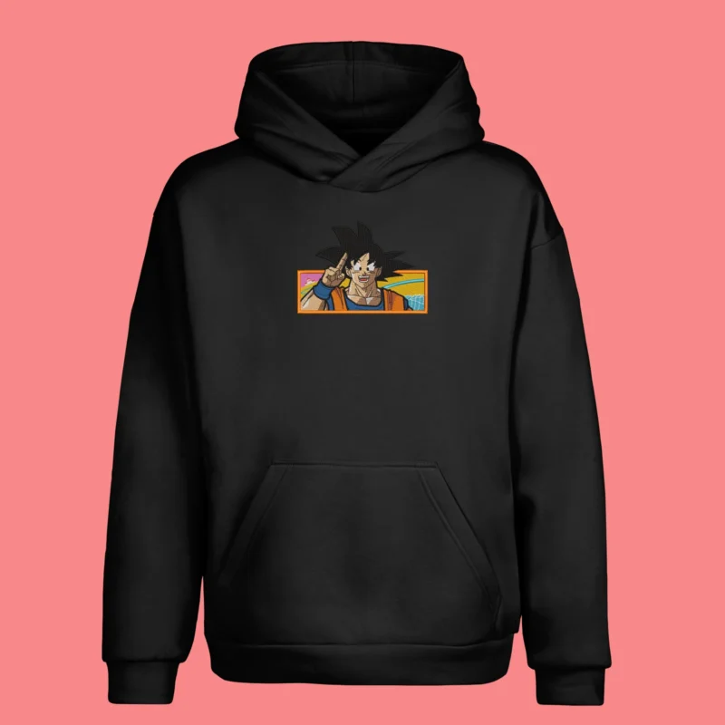 Sweat à capuche brodé Goku Peace Sign noir – Dragon Ball