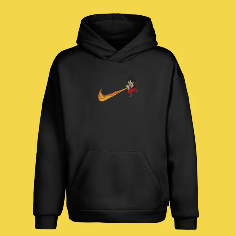 Sweat à capuche brodé Kid Goku Nimbus Flame noir – Dragon Ball
