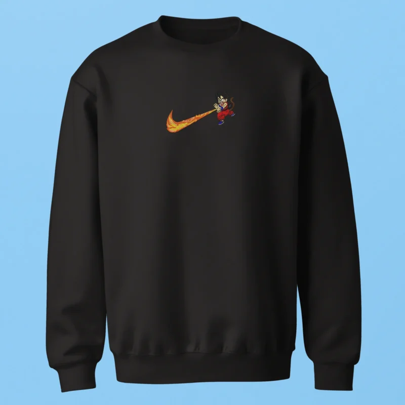 Sweatshirt brodé Kid Goku Nimbus Flame noir – Dragon Ball
