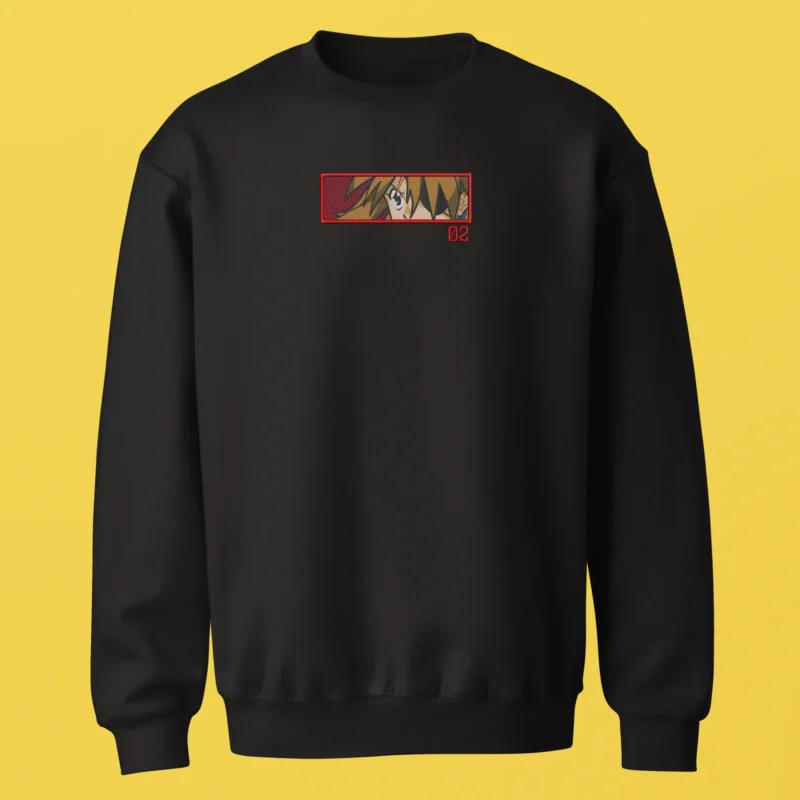 Sweatshirt brodé Asuka Langley Unit 02 noir – Evangelion