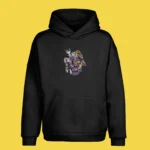Sweat à capuche brodé Giorno Giovanna Gold Experience noir – JoJo’s Adventure