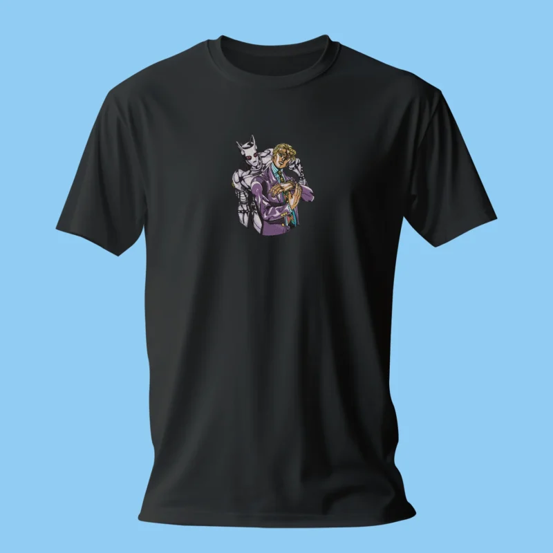 T-shirt brodé Giorno Giovanna Gold Experience noir – JoJo’s Adventure