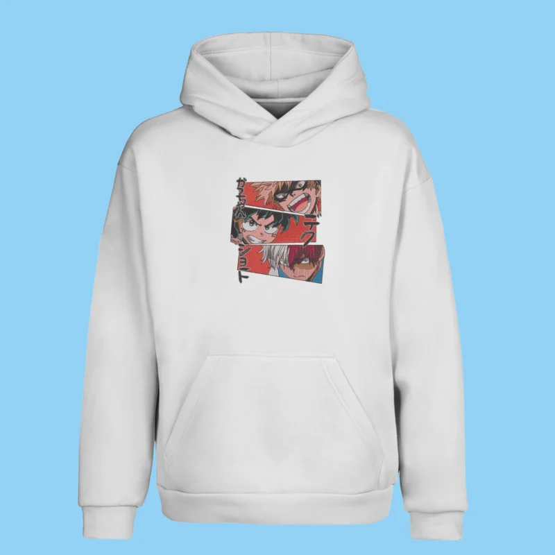 Deku Bakugo Shoto Panel | My Hero Academia | Sweat à capuche brodé