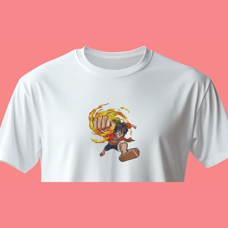 Luffy Red Hawk | One Piece | T-shirt brodé