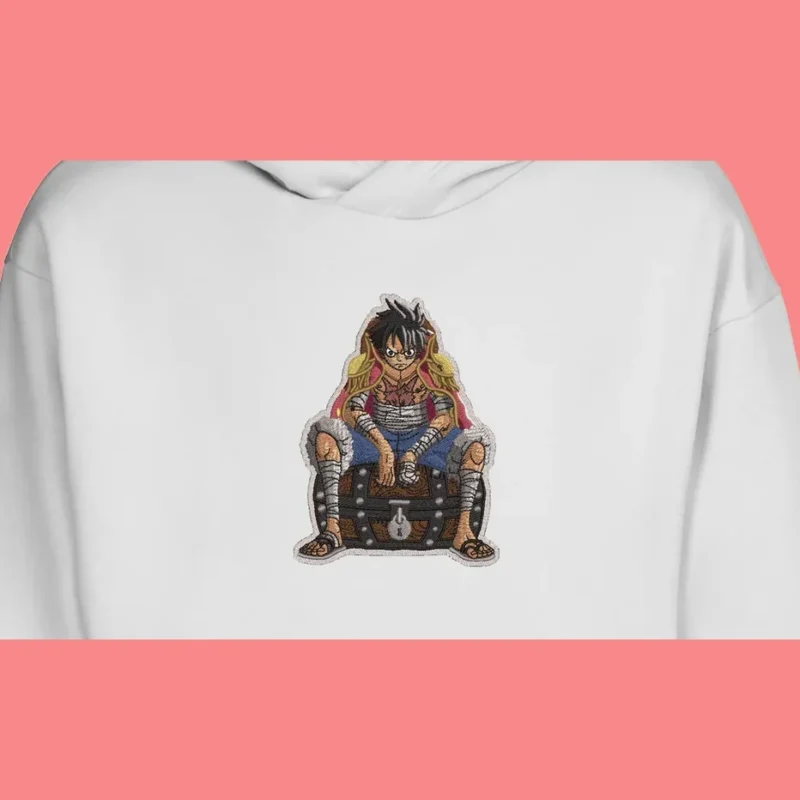 Luffy Pirate King Throne | One Piece | Sweat à capuche brodé