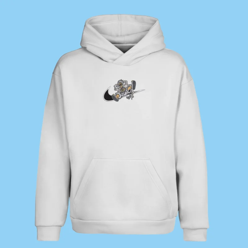 Luffy Gear 5 Nika Kick | One Piece | Sweat à capuche brodé
