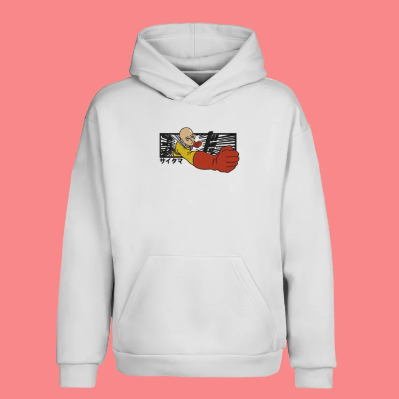 Saitama Serious Punch | One Punch Man | Sweat à capuche brodé