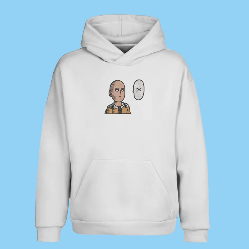 Saitama OK Face | One Punch Man | Sweat à capuche brodé
