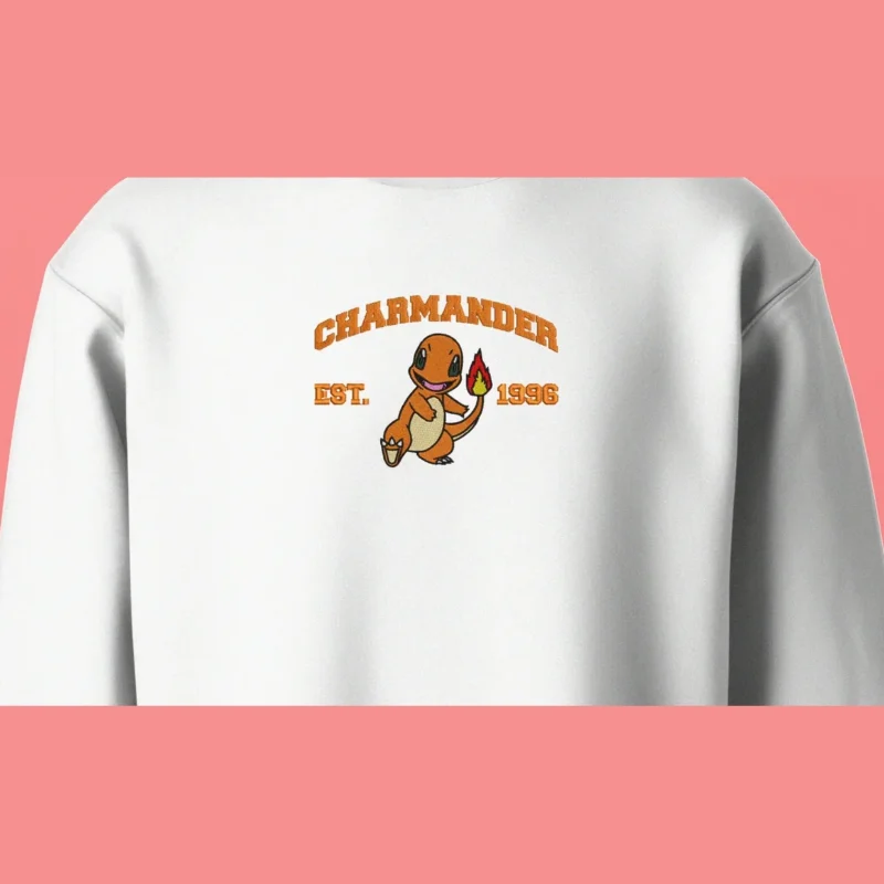 Charmander Retro Fire | Pokemon | Sweatshirt brodé