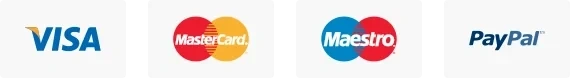 Moyens de paiement acceptés : Visa, Mastercard, Maestro, PayPal